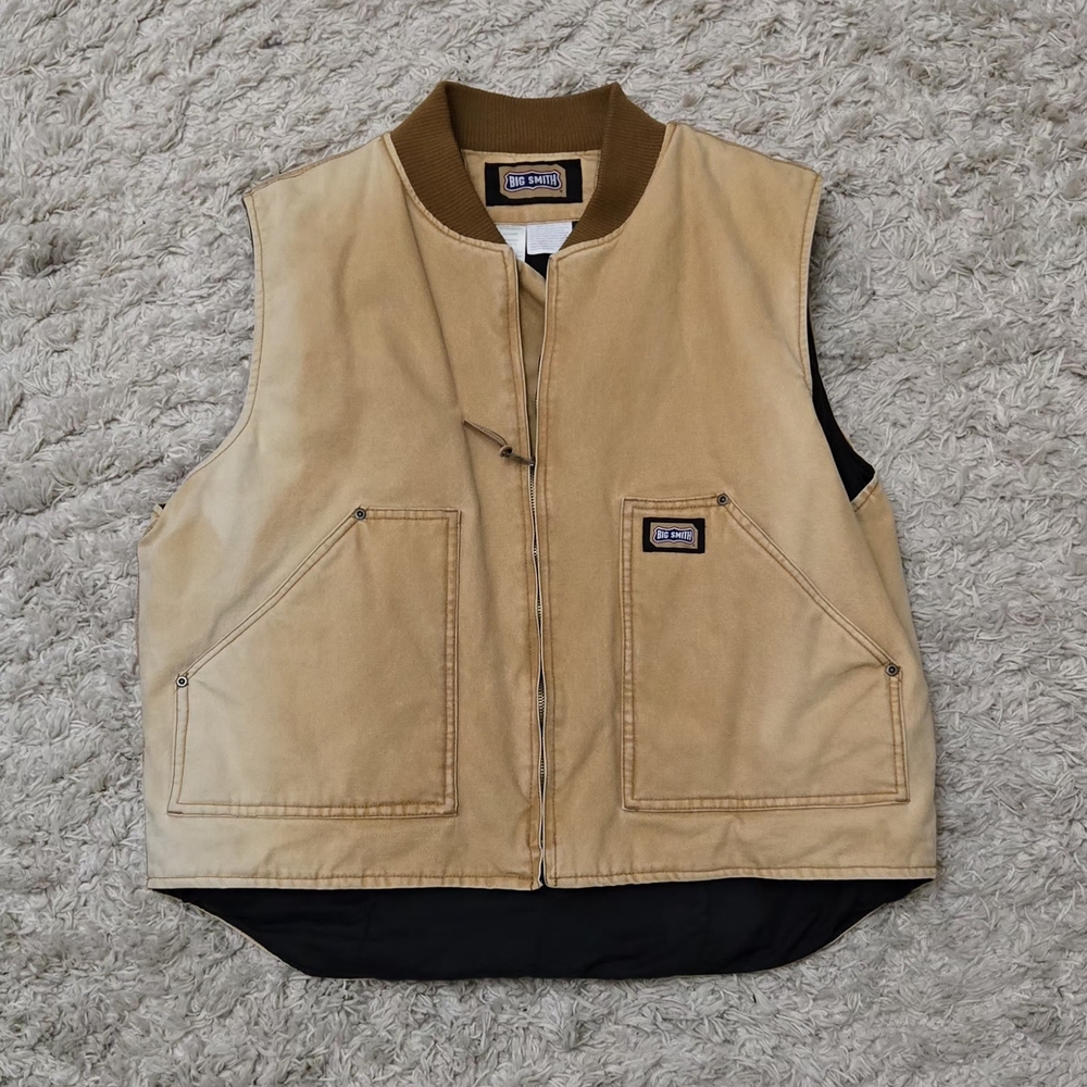 Y2K Big Smith Faded Brown Lined Work Vest XL